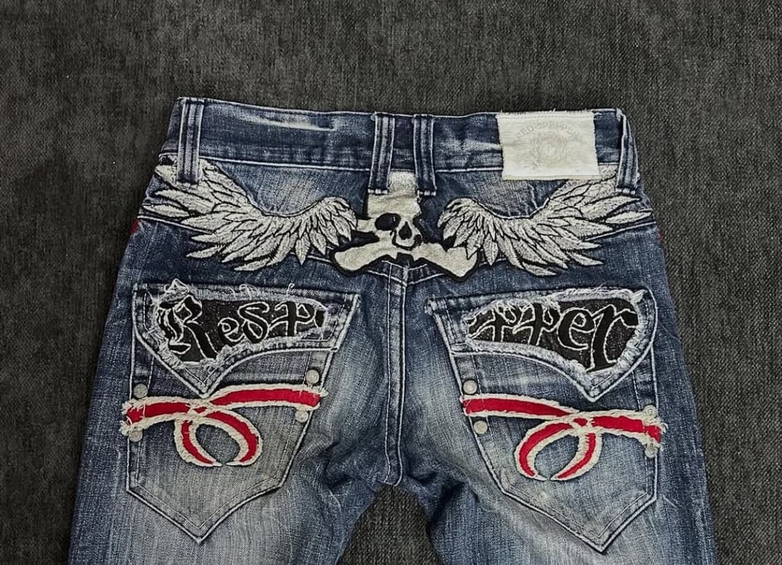 Red pepper 00's skull embroider denim 상품이미지2