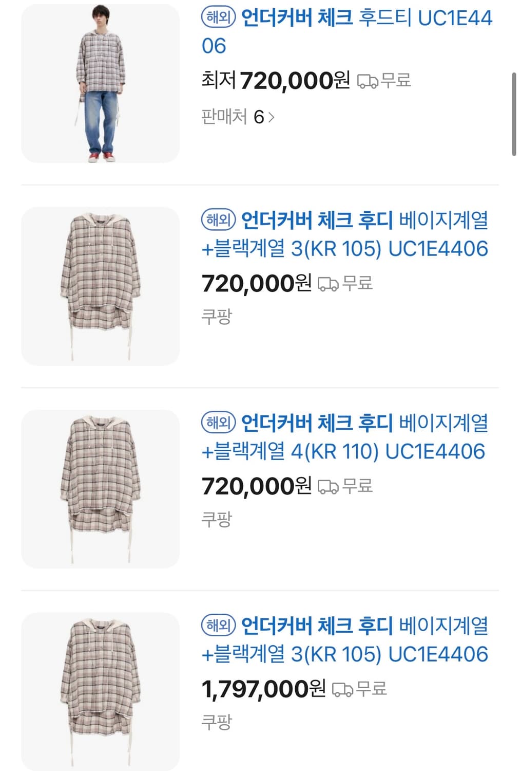 [3] 언더커버 체크 후디  상품이미지7