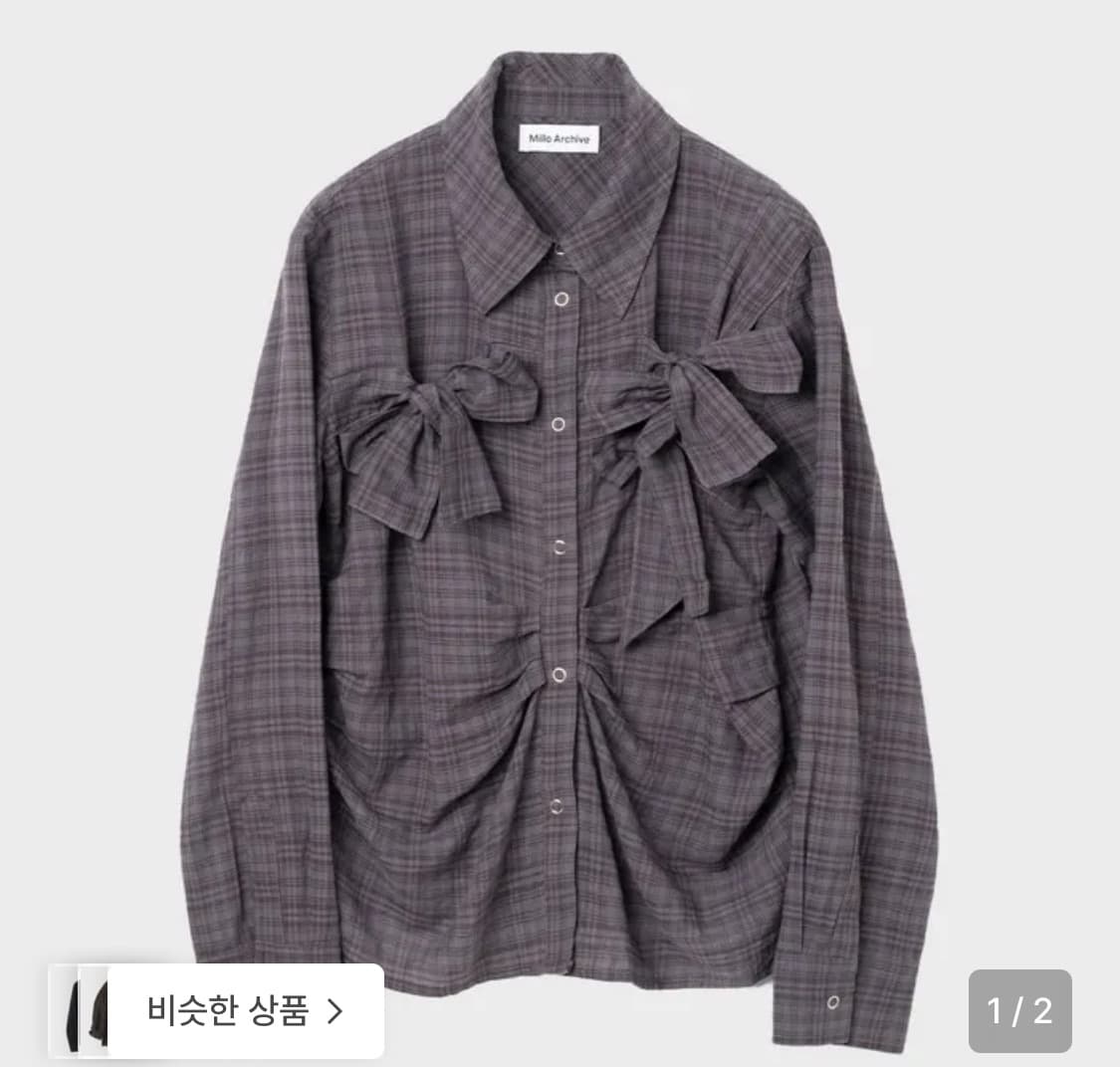 밀로우먼 리본 타이 셔츠 퍼플 상품이미지1