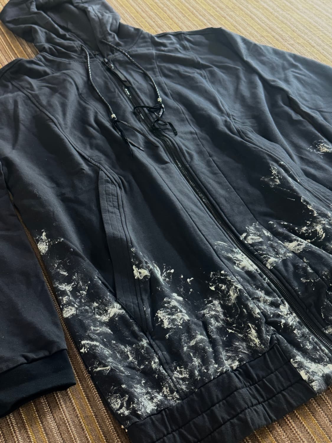 Kmrii 레더 디테일 후드 파카 상품이미지1