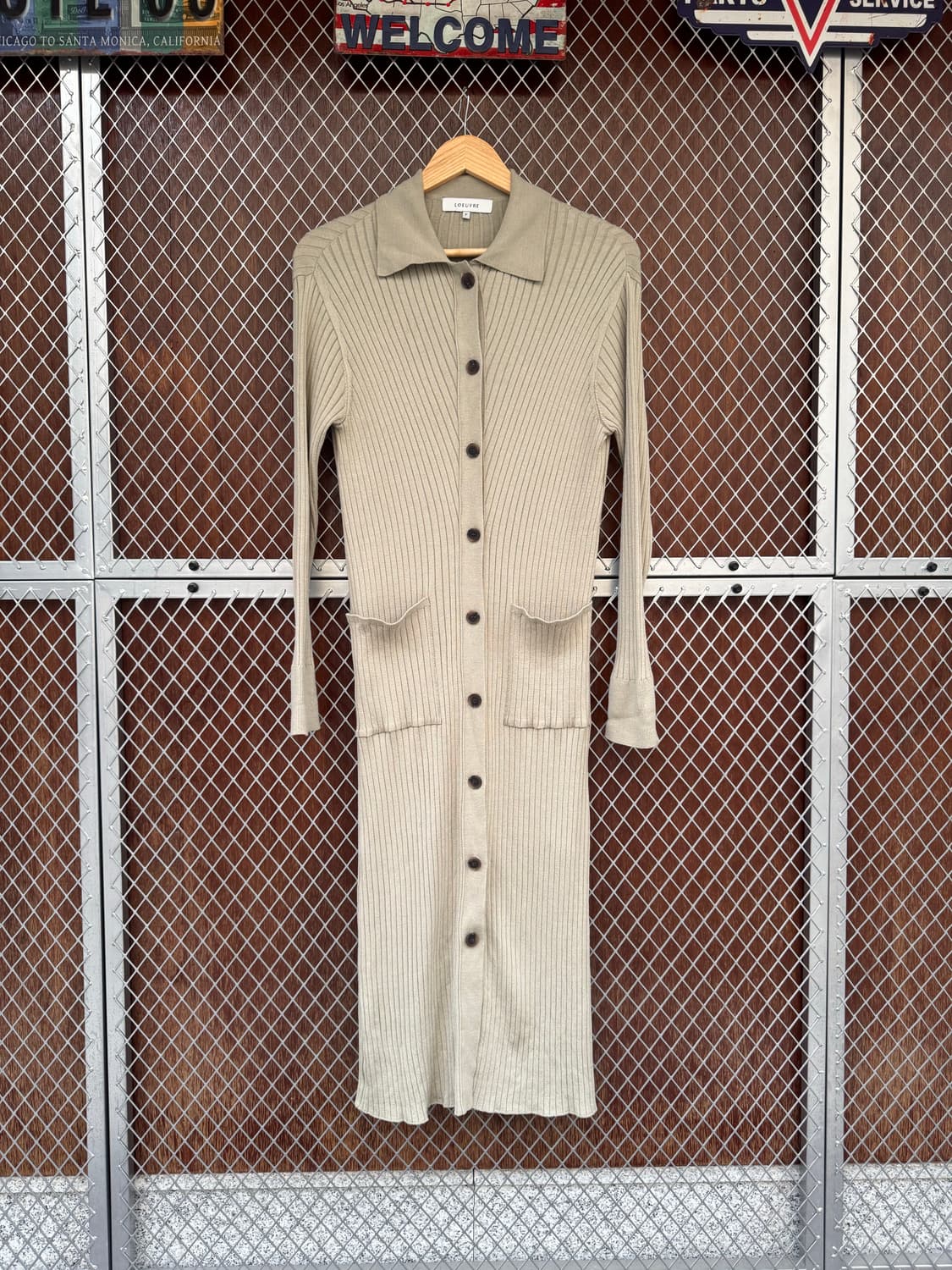 루에브르 롱 니트 골지 카라 가디건 원피스 상품이미지6