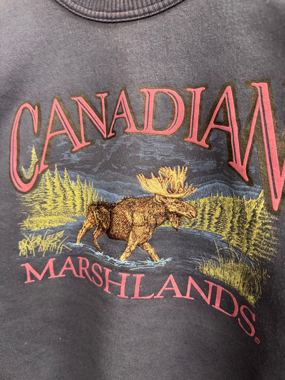 Marshlands 빈티지 네이비 자수 프린팅 스웻셔츠 상품이미지2