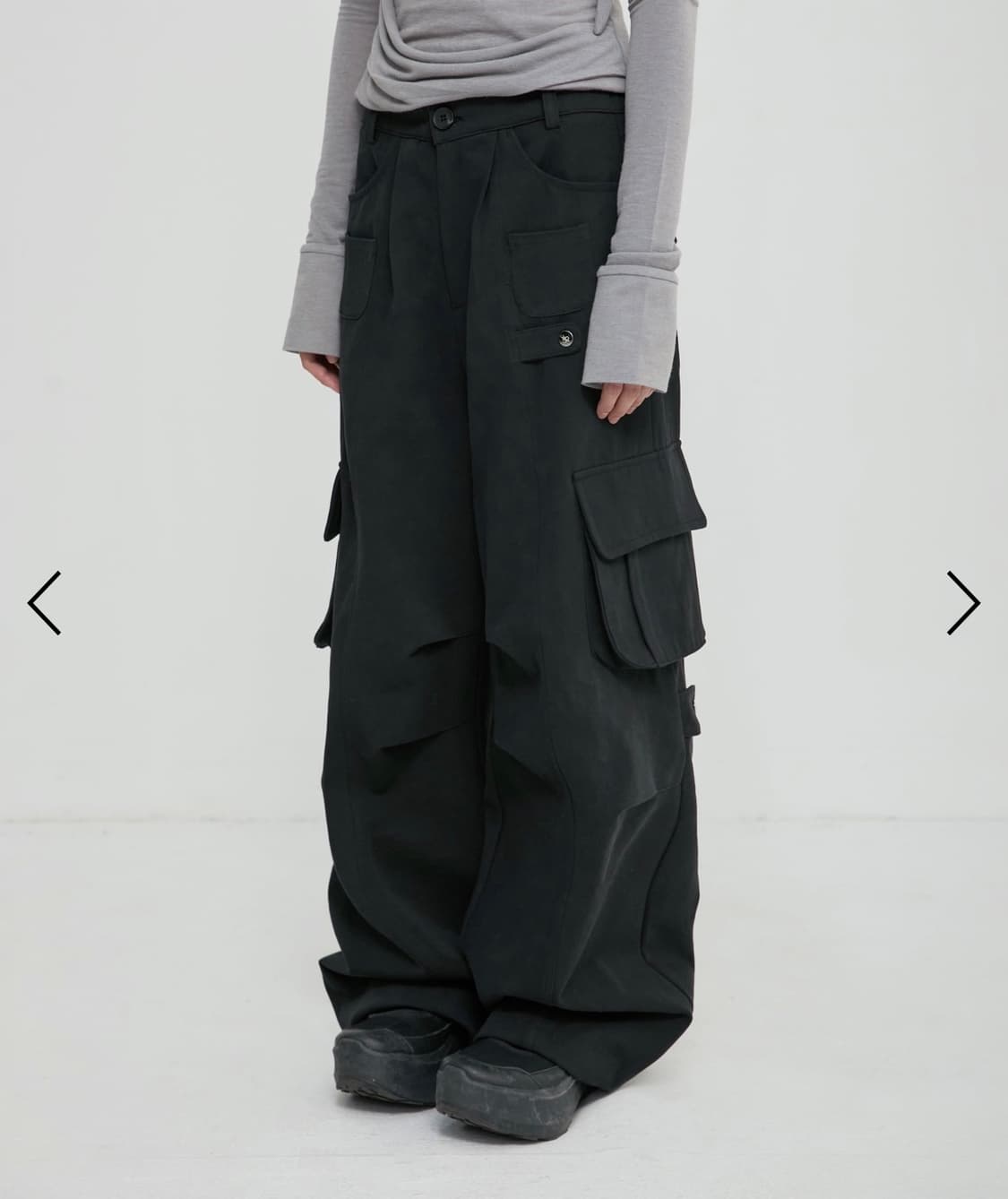 (무배)플레어업 Wide Cargo Pants (FL-262_Black) 상품이미지1