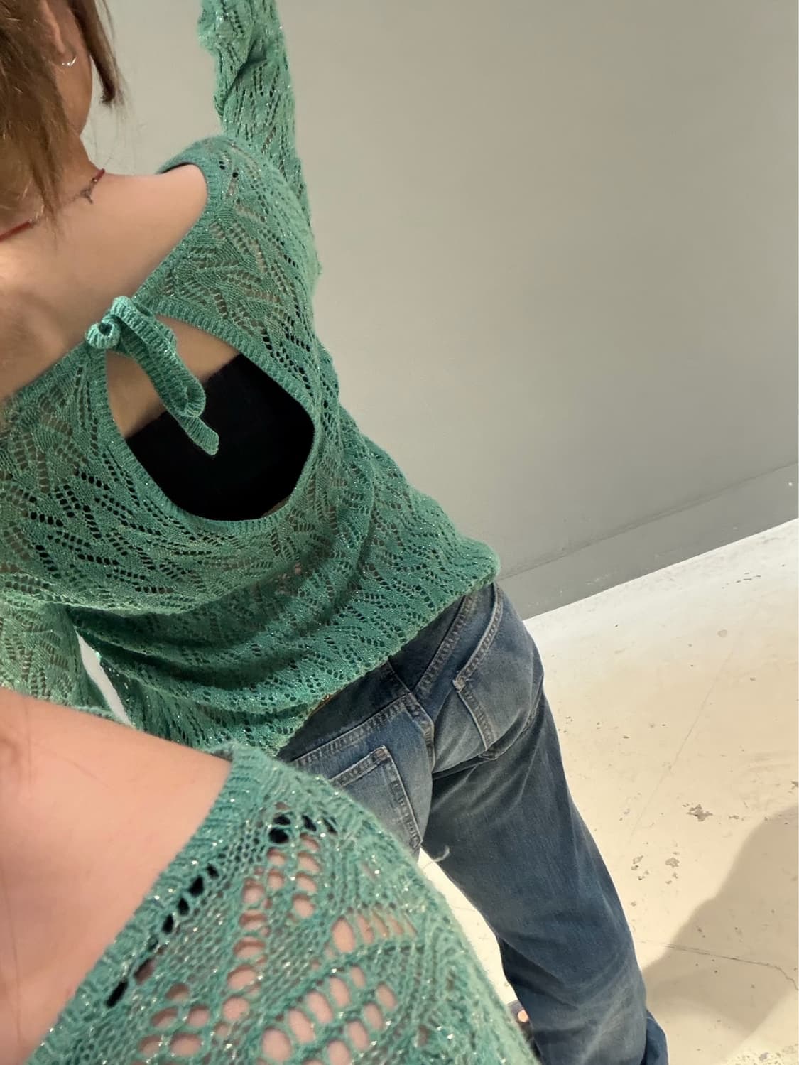 Mint punching detail summer knit top 상품이미지4