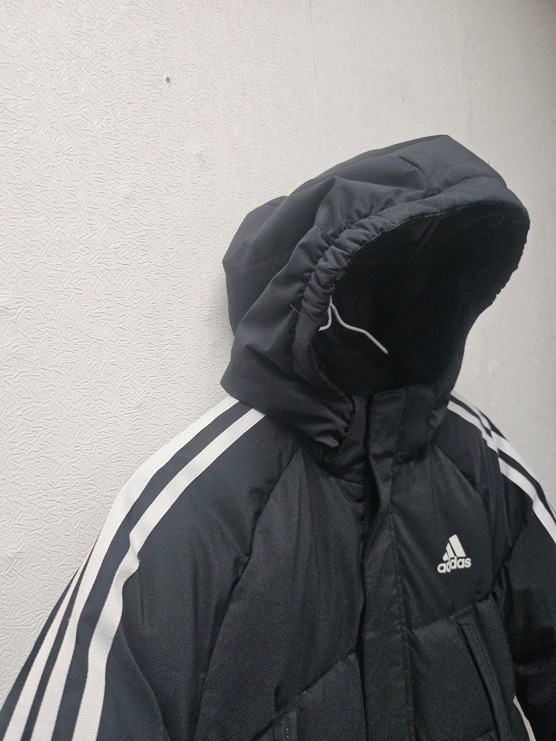 아디다스 키즈 블랙  롱패딩 후드 패딩 150 상품이미지3