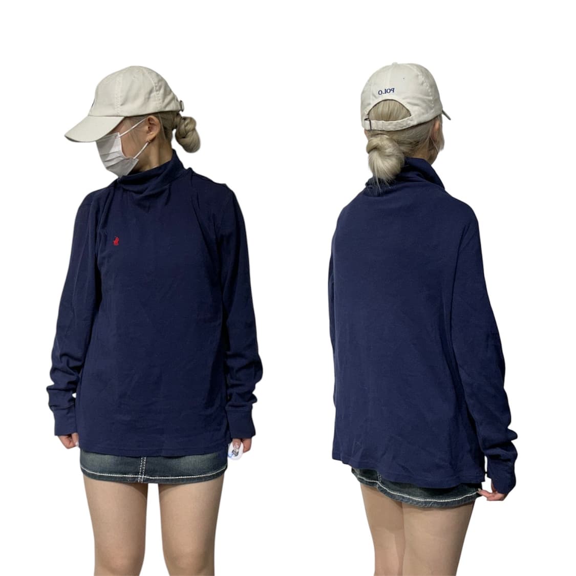 폴로 랄프 로렌 신형 네이비 레드 포니 목폴라 긴팔티 롱슬리브 XL  상품이미지1