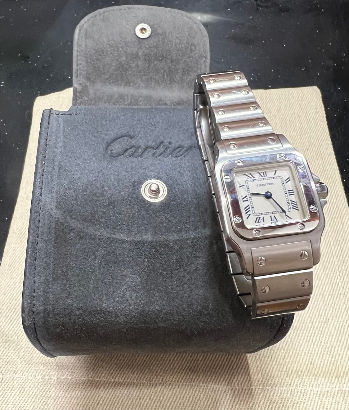 정품 까르띠에 산토스갈베 스틸스몰 블루 인덱스쿼츠)가격고정 상품이미지6