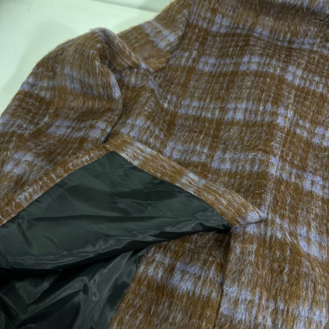 우먼FREE YUBUER 브라운 체크 헤어리 블레이저 상품이미지7