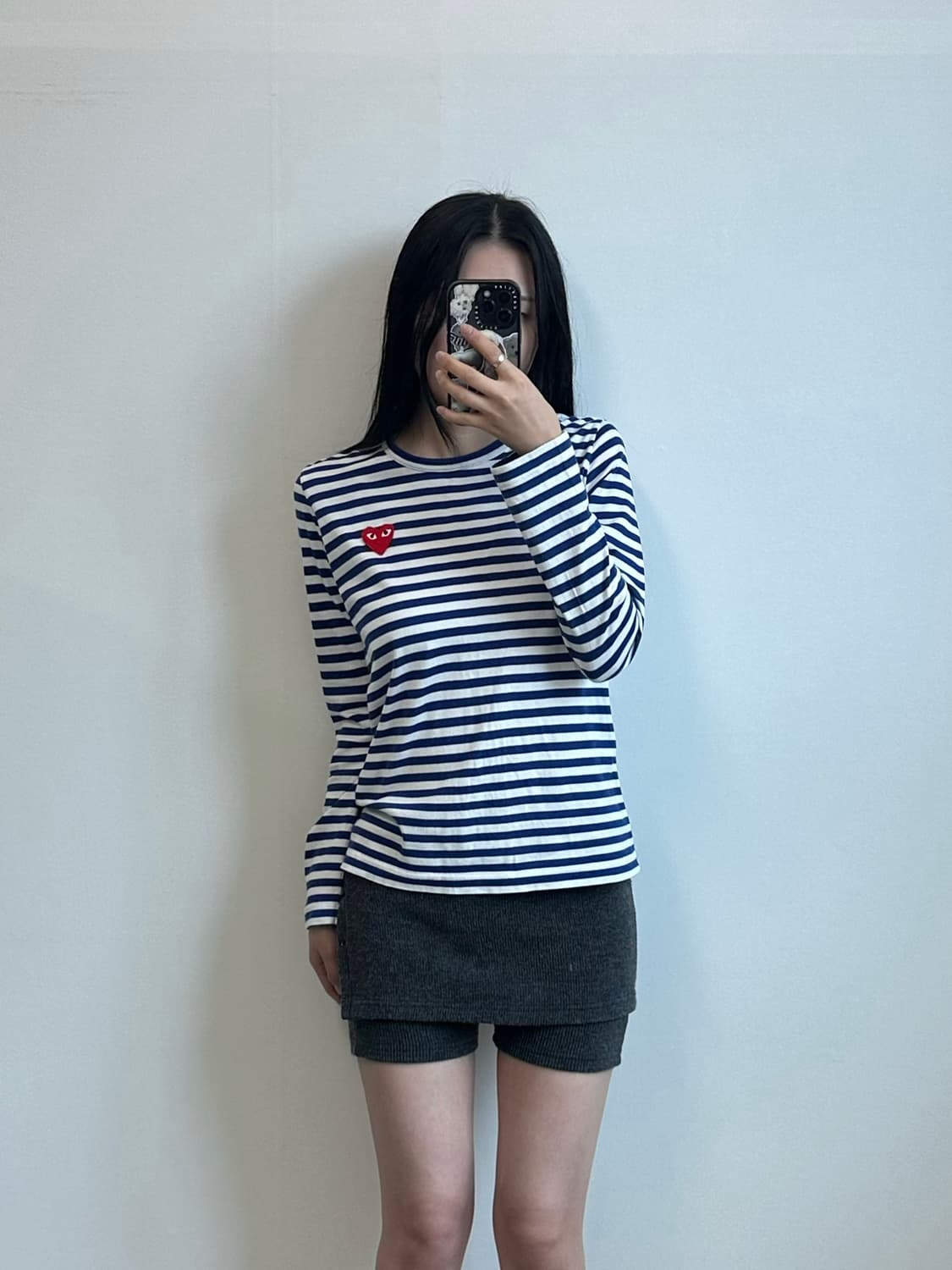 꼼데가르송 플레이 와펜 단가라 스트라이프 롱 슬리브 긴팔티 상품이미지1
