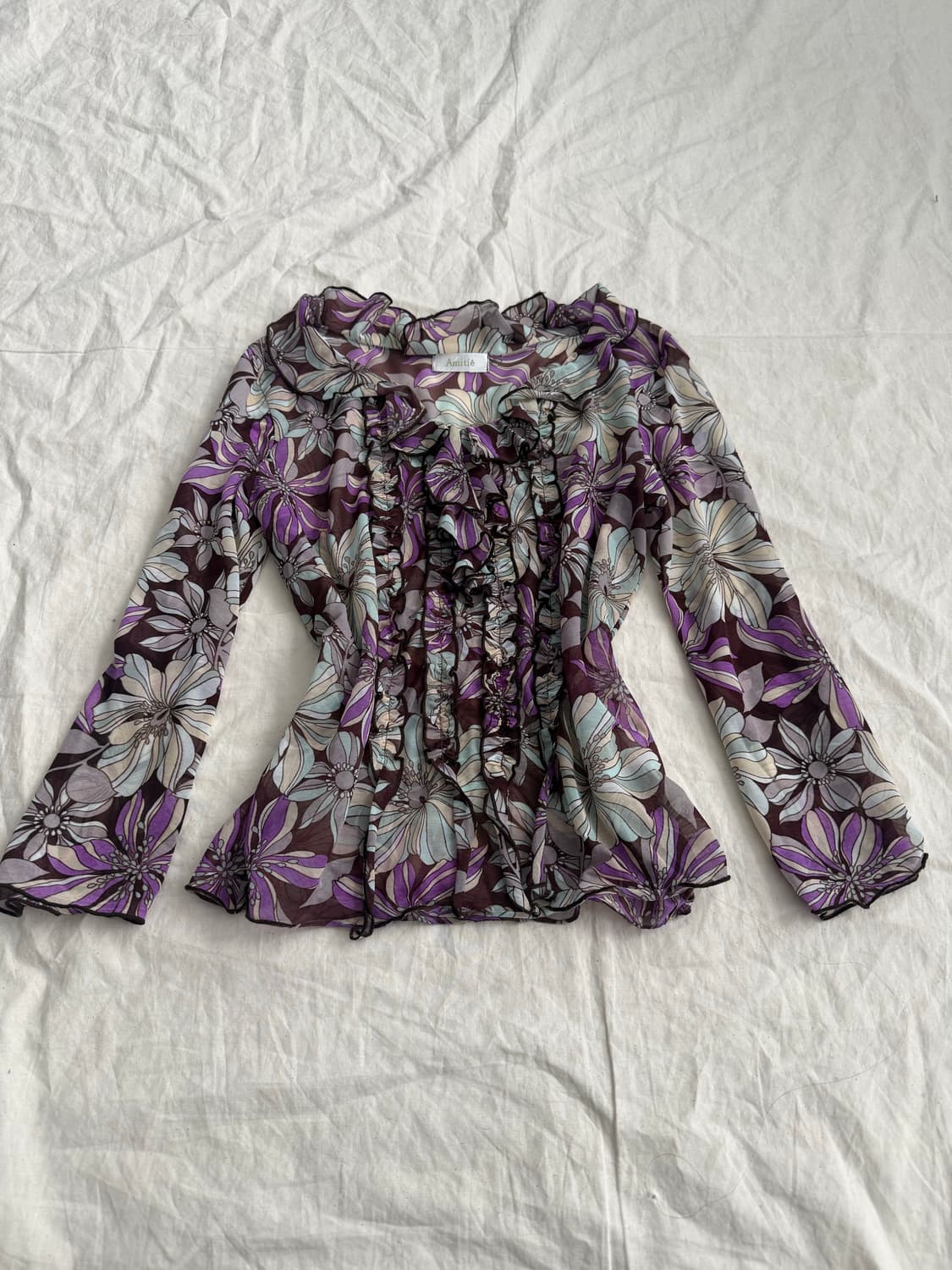 오리엔탈 시스루 7부 블라우스 탑 상품이미지1