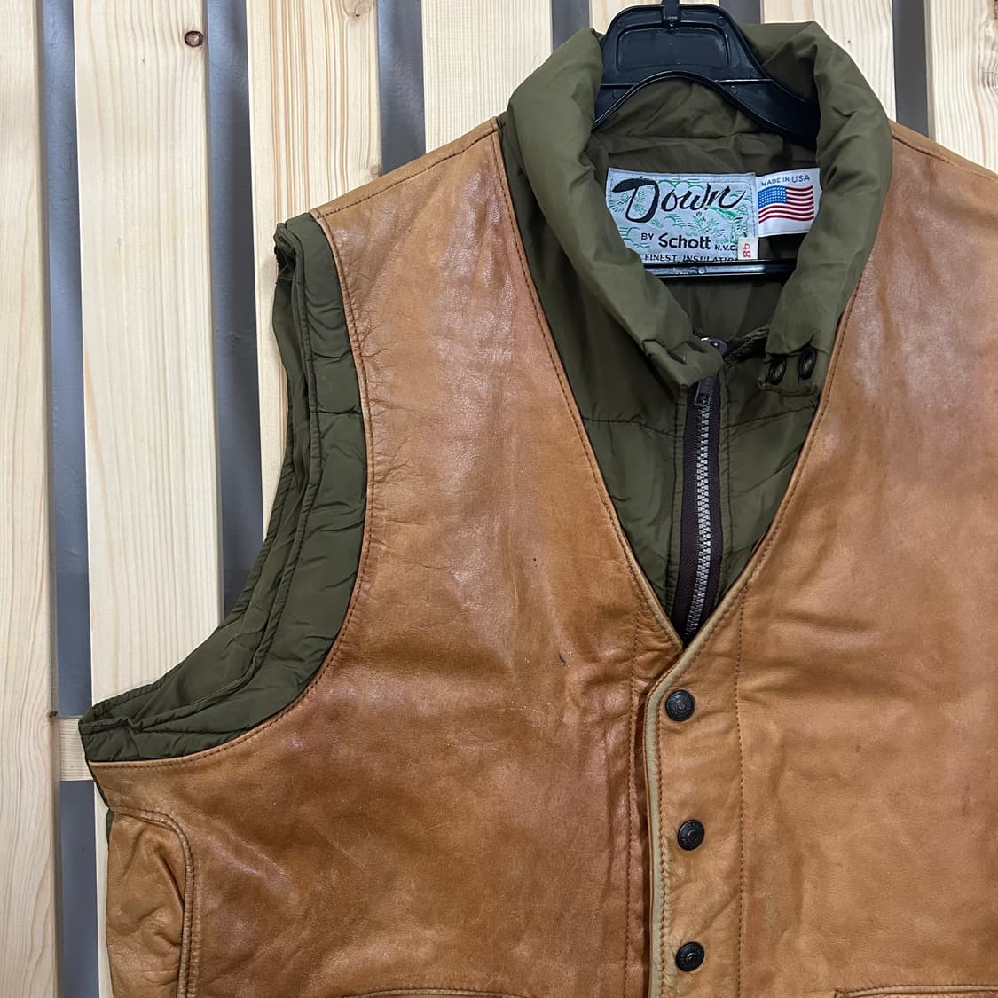  (48) Schott 쇼트 가죽 패딩 베스트 브라운 상품이미지5