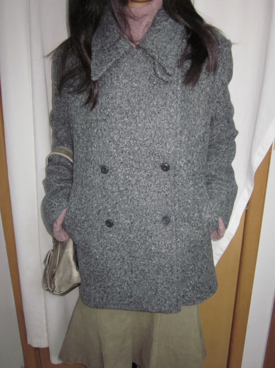 키이라 딥그레이 더블 피 코트 상품이미지1