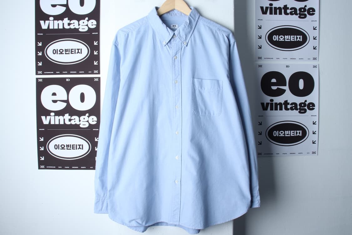 (2XL) 유니클로 셔츠 남방 빅사이즈 옥스포드 연블루 무지-H33613 상품이미지2
