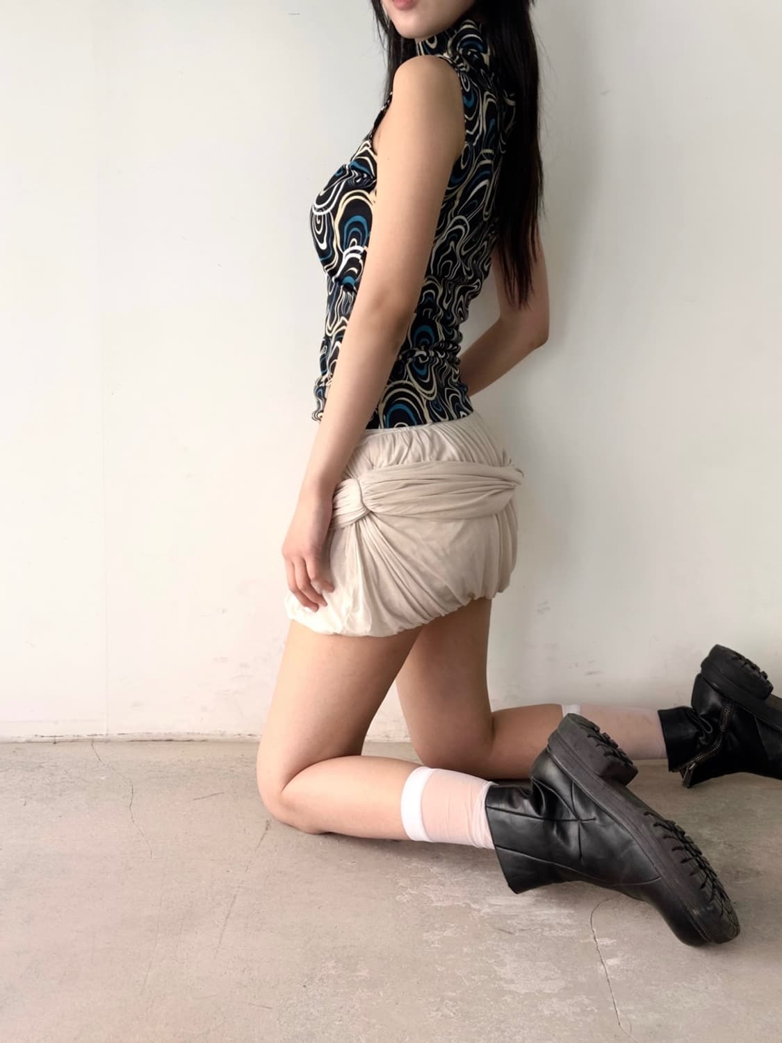 Whirl drape mini skirt / ivory 상품이미지7