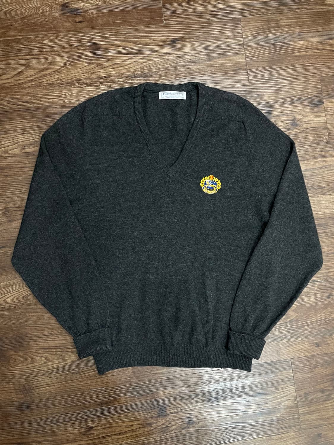 90s 버버리 퓨어 램스울 스웨터 니트 그레이 상품이미지3