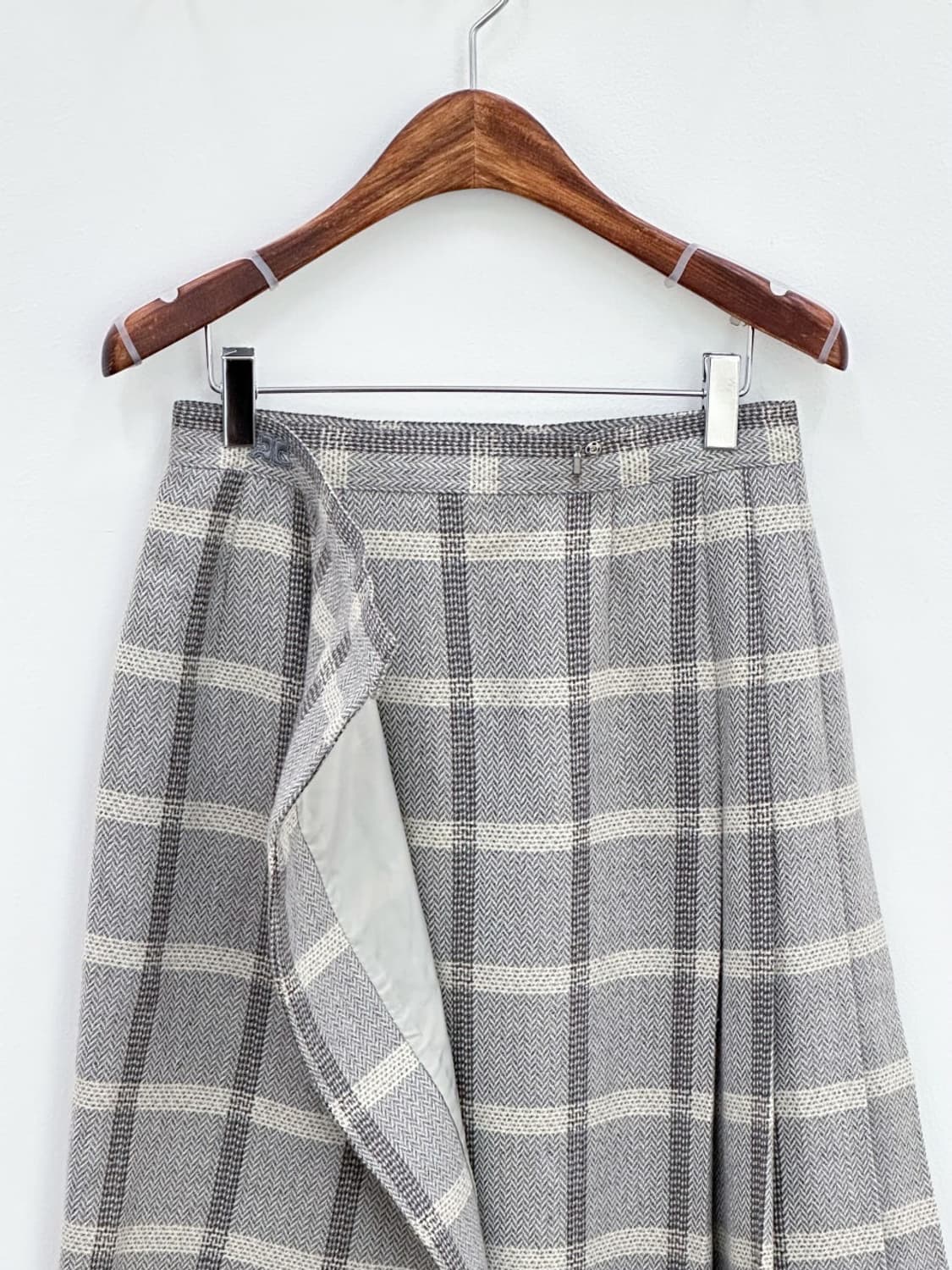 courreges / 꾸레쥬 그레이 체크 울 랩스커트  상품이미지8