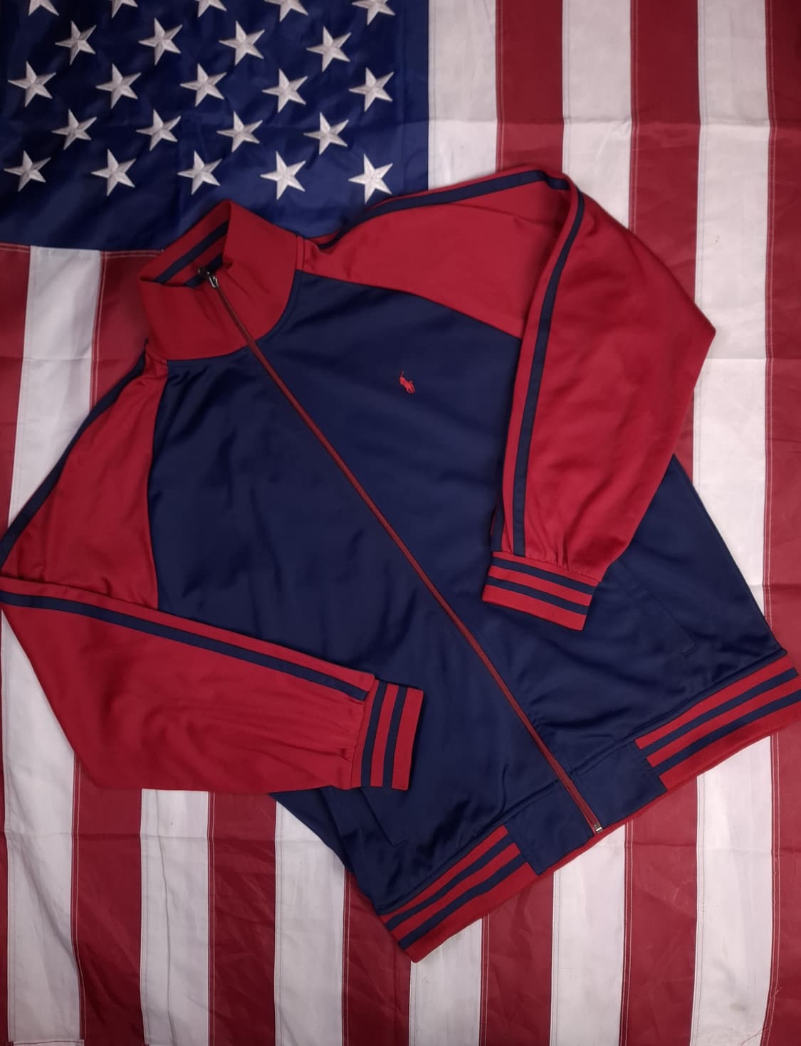 새제품급 오리지날 랄프로렌폴로 배색 트렉탑져지 상품이미지1