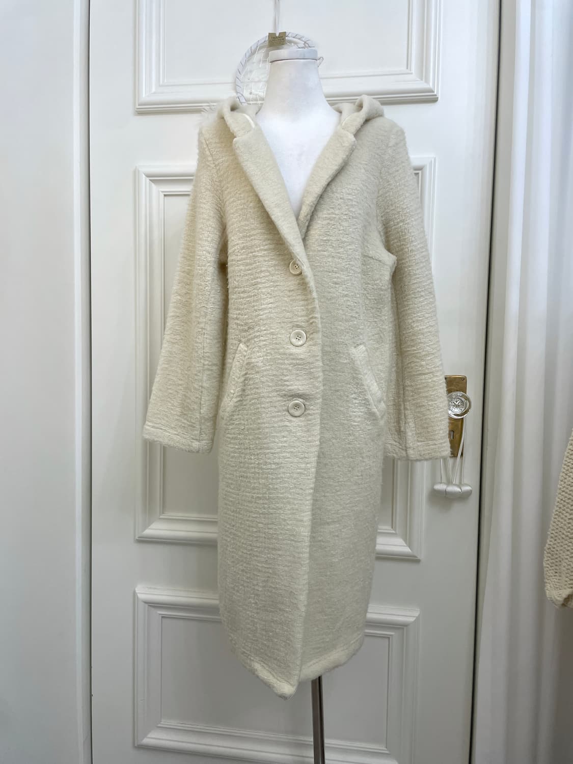 ivory long warm sweater hoodie jacket 상품이미지1