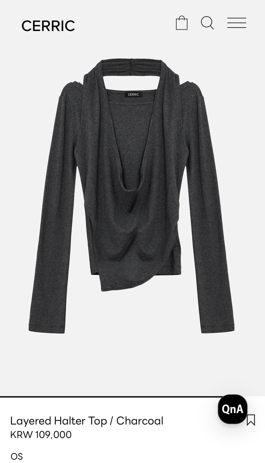 세릭 CERRIC 차콜 레이어드 홀터넥 탑 상품이미지1