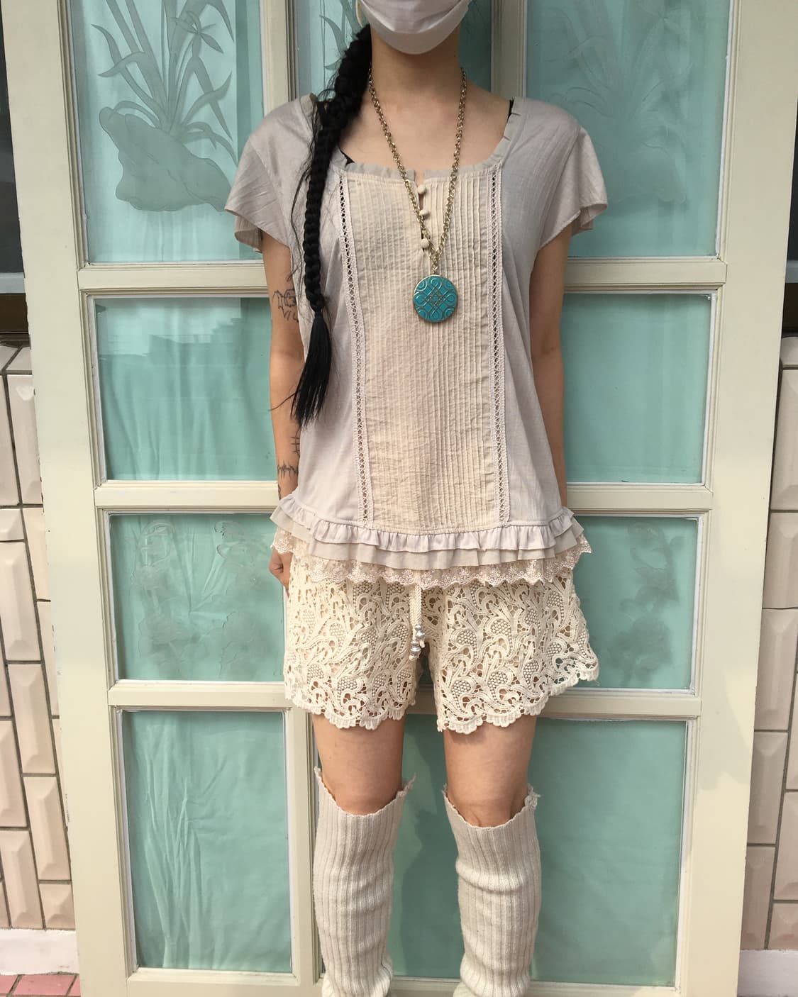 Lace point layered t shirt 상품이미지1