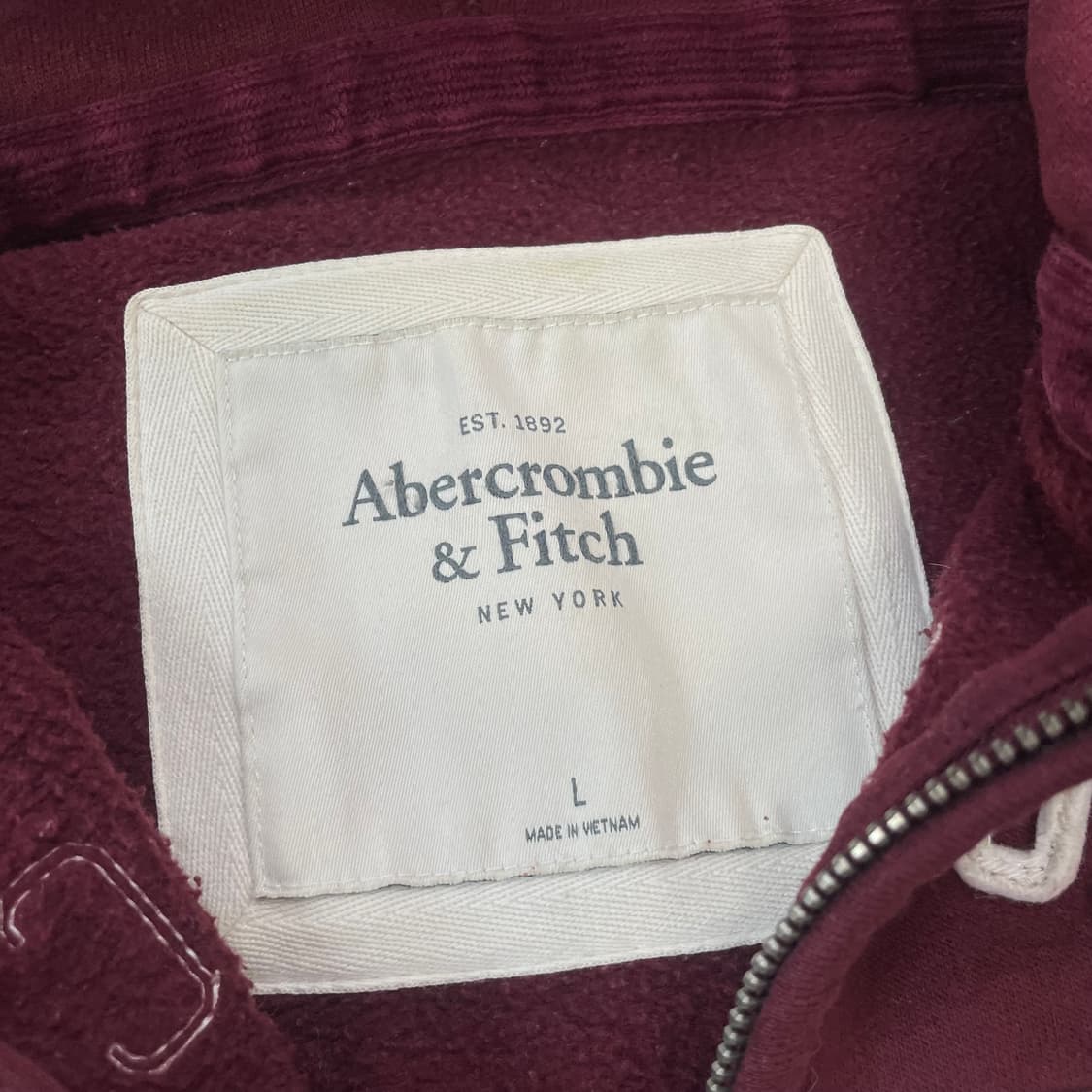 아베크롬비 아치 로고 후드집업 버건디 상품이미지4