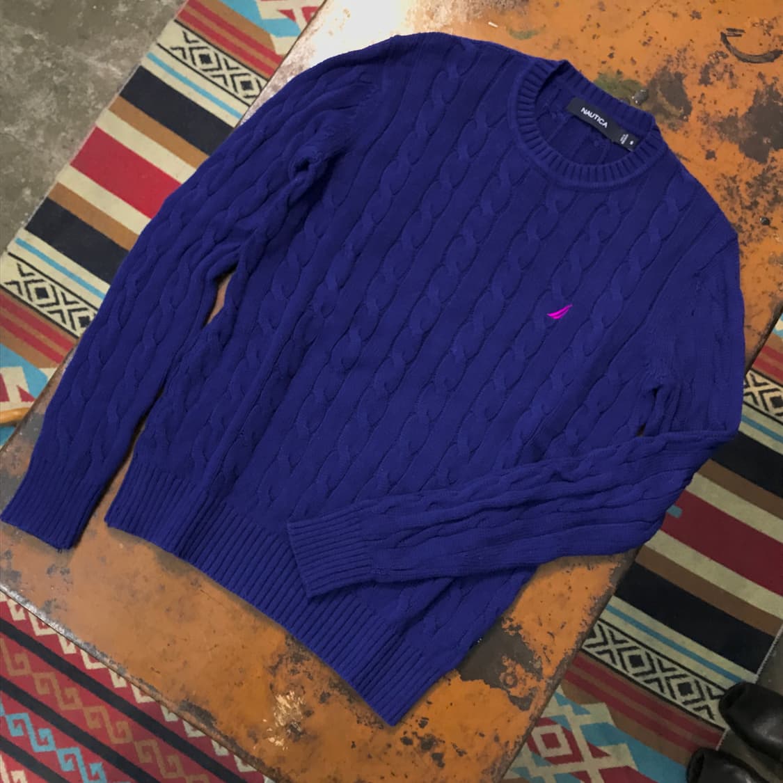 노티카 딥 블루 코튼 케이블 니트 남성 102 여성 루즈핏 상품이미지2