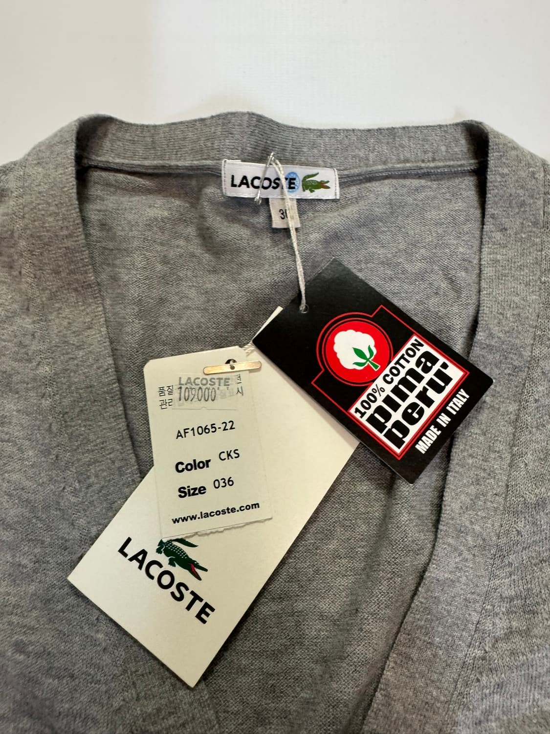 (새택)라코스테 연그레이 가디건(36사이즈) 상품이미지3