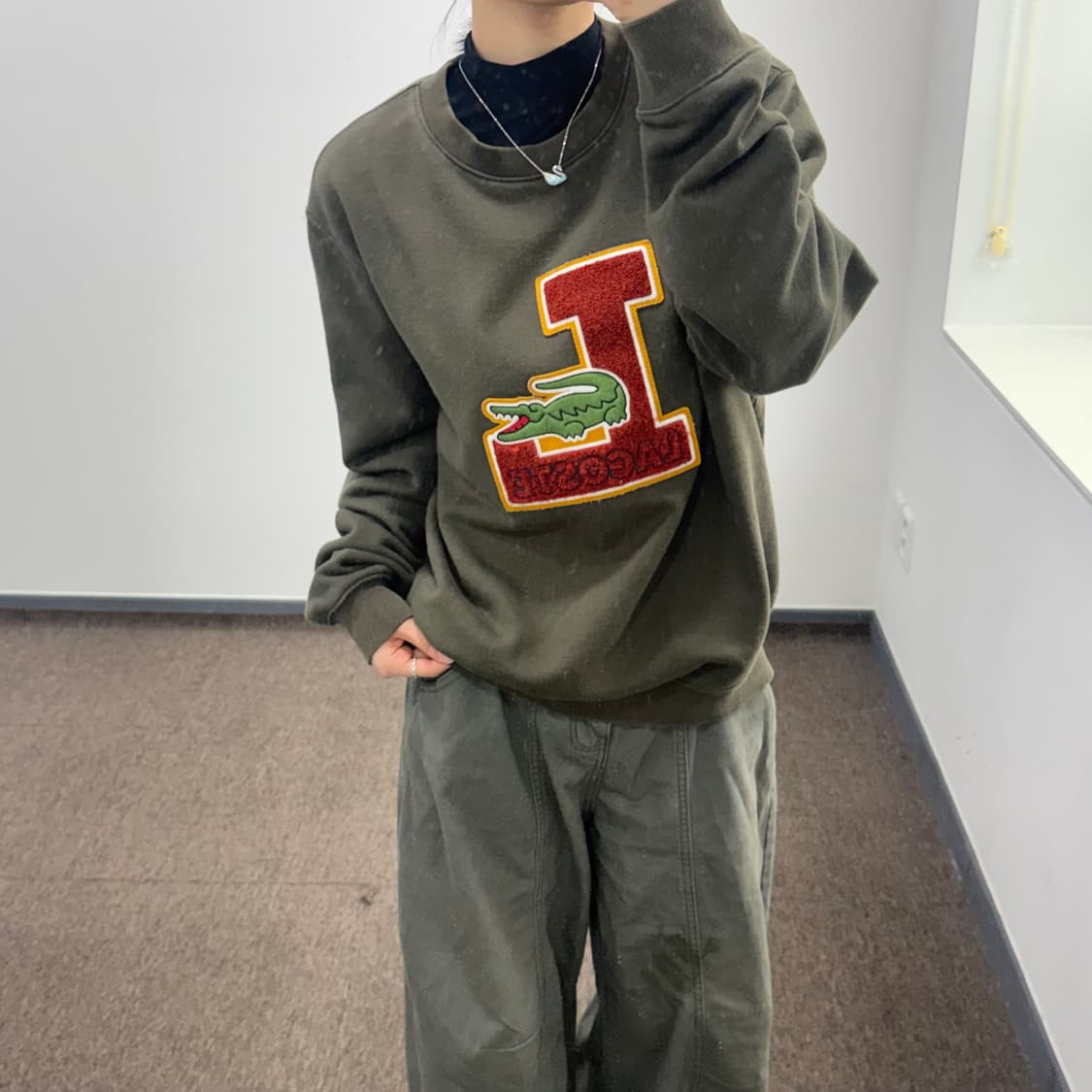 Lactose 라코스테 L로고 카키 맨투맨  상품이미지2