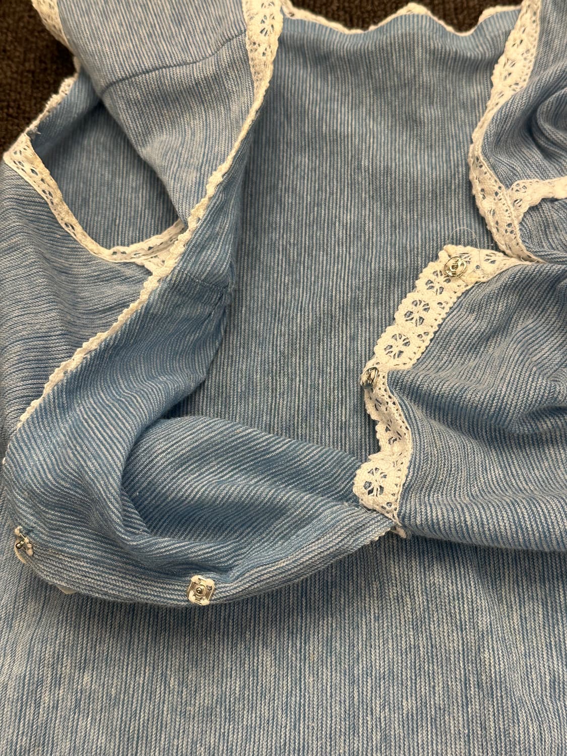 M)Japanese vintage 스카이 블루/화이트 레이스 나시 원피스 상품이미지7