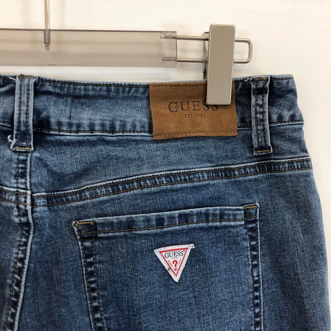 게스 프리미엄 화이트패치 크롭 청바지 31-32 인치 상품이미지3