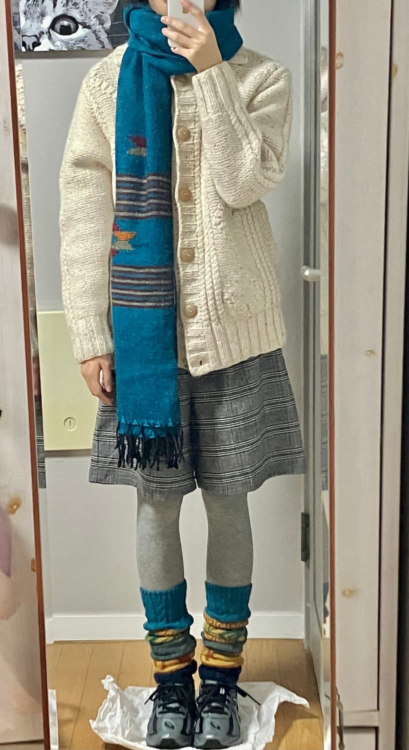 GU 회색 체크 미디 반바지 상품이미지1