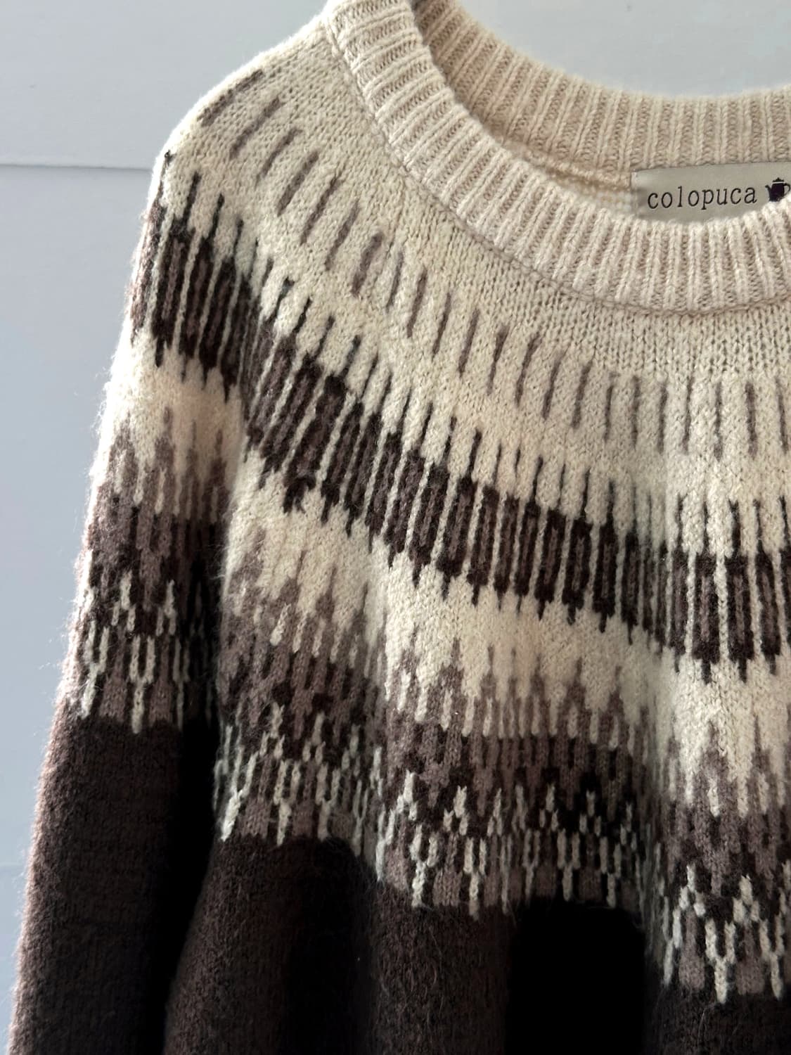 Brushed fabric Nordic pattern wide knit 상품이미지5