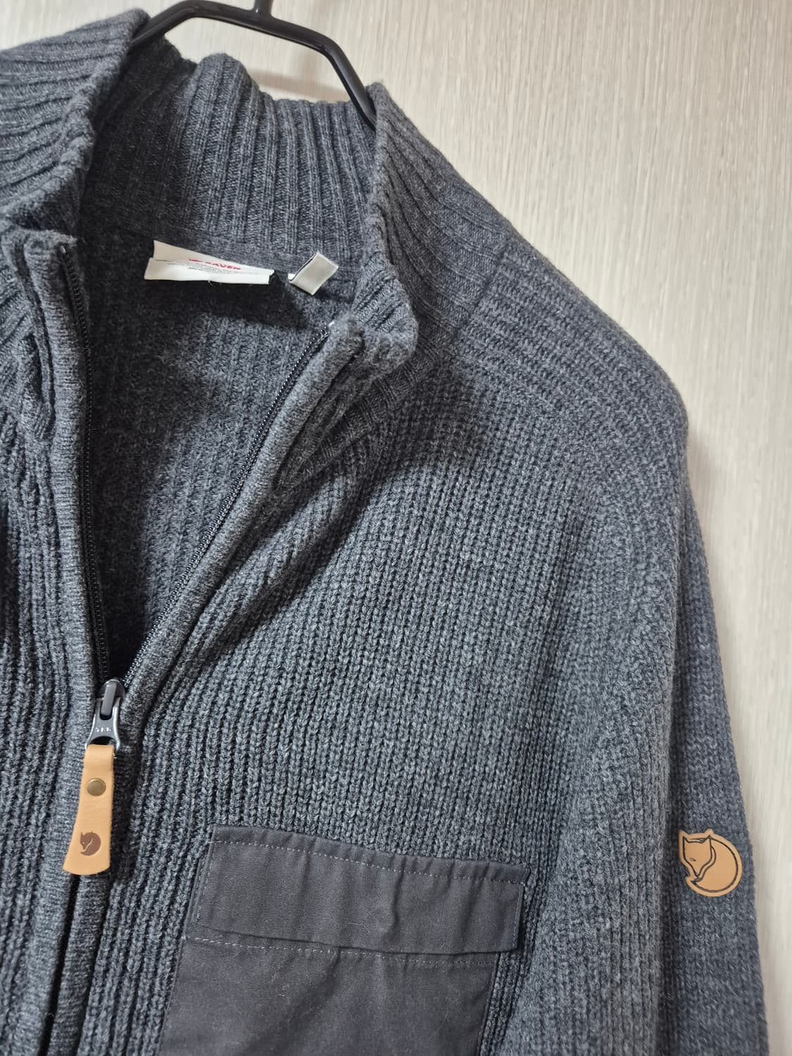 피엘라벤 남성 풀집업 램스울 니트 가디건 M 남성 엘보패치 상품이미지6