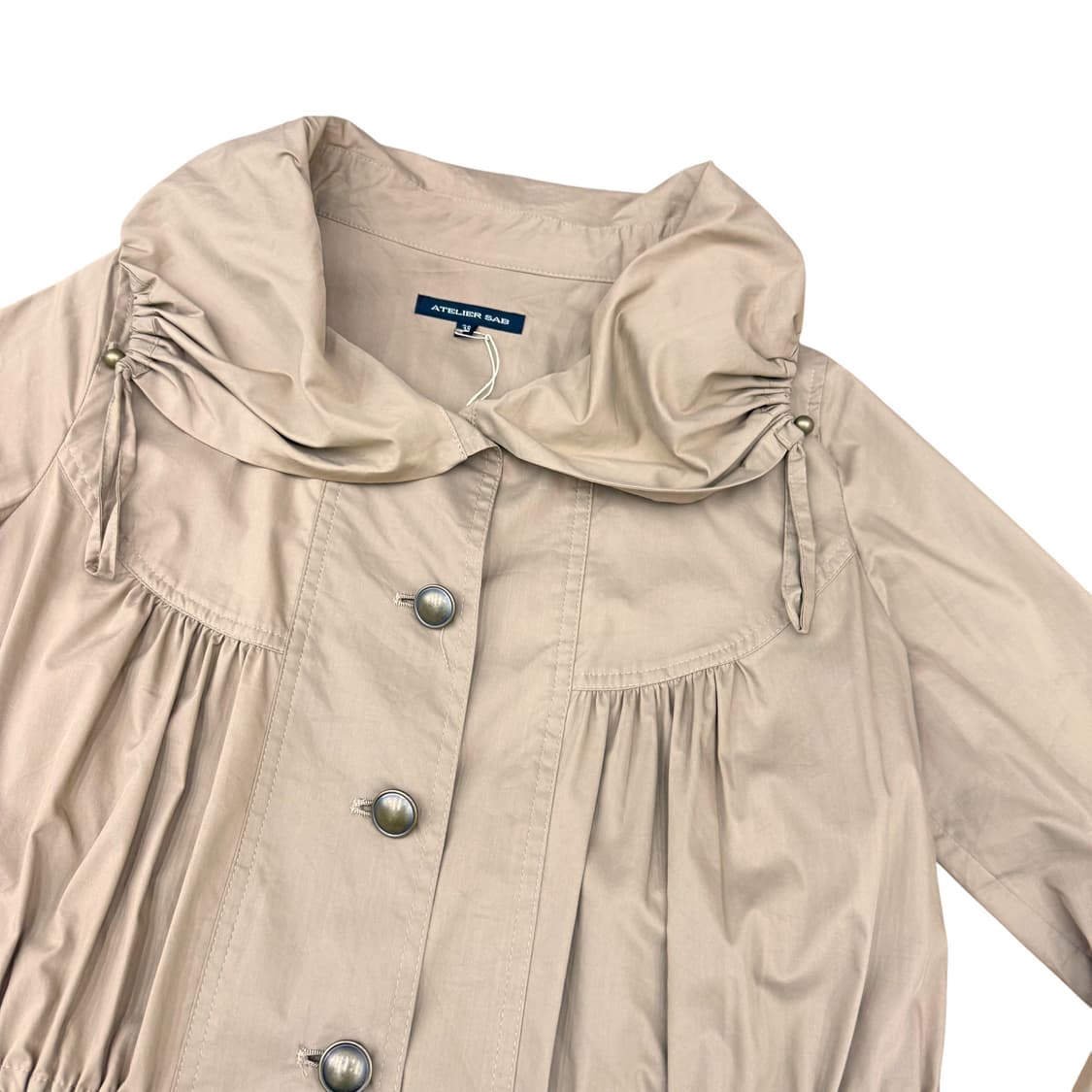 JPN 둥근카라 셔링디테일 베이지브라운 점퍼 자켓 상품이미지4