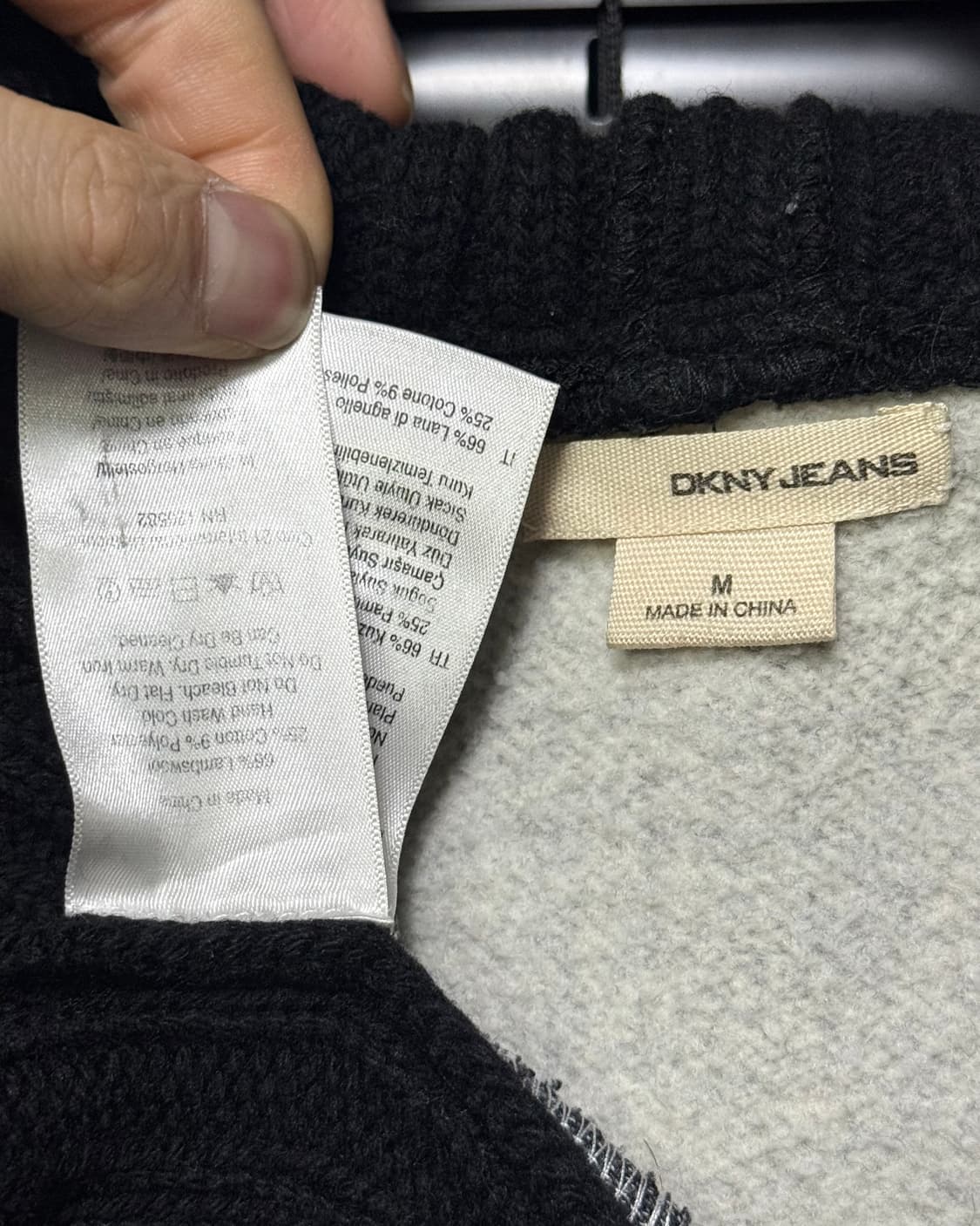 DKNY 도나카란 후드 집업 니트 스웨터 믹스 락시크 고스 펑크 블랙 M 상품이미지8