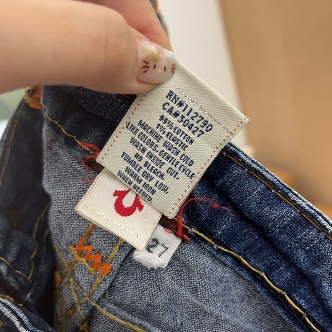 트루릴리젼 조이슈퍼티 Y2K 로우라이즈 데님 청바지 27인치 C06115 상품이미지7