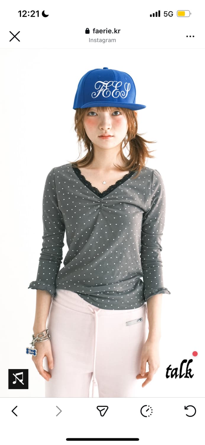 샵페어리 mini heart lace top (charcoal) 상품이미지1