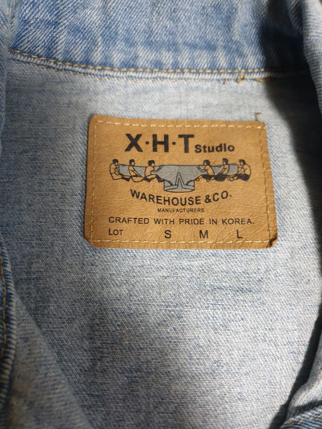 X.H.T 스튜디오 세미크롭 루즈핏 워싱 데님자켓 연청 ( F) 상품이미지3