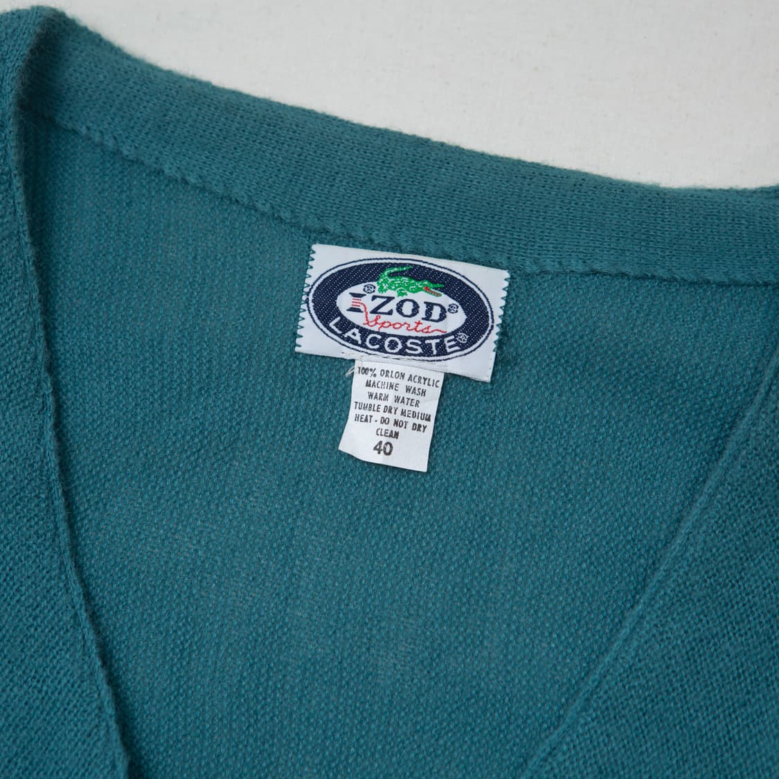 70s IZOD 라코스테 올른 아크릴 가디건 정글 그린 상품이미지3
