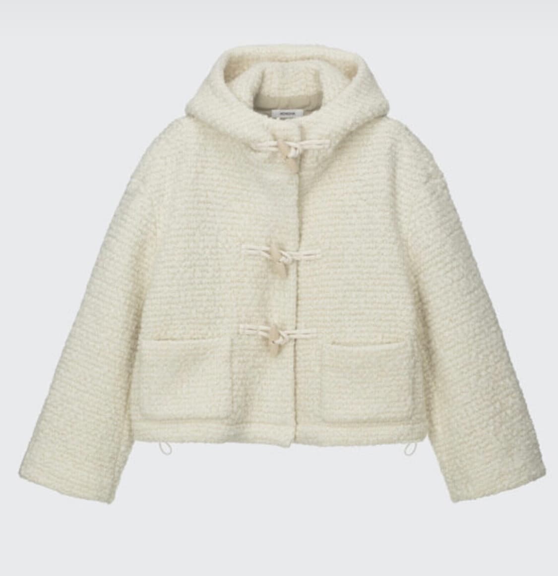 모노하 컬리 후드 자켓 (아이보리) 코트 토글 떡볶이 부클 신슐레이트 상품이미지1