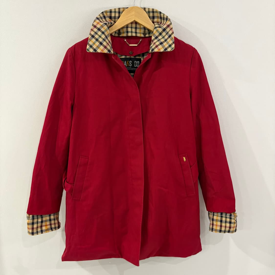 닥스 레드 체크 안감 코트 95 상품이미지1