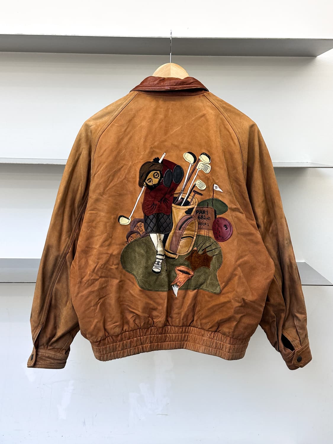 윈드아머 90s 아이러브골프 레더 봄버 자켓 상품이미지1