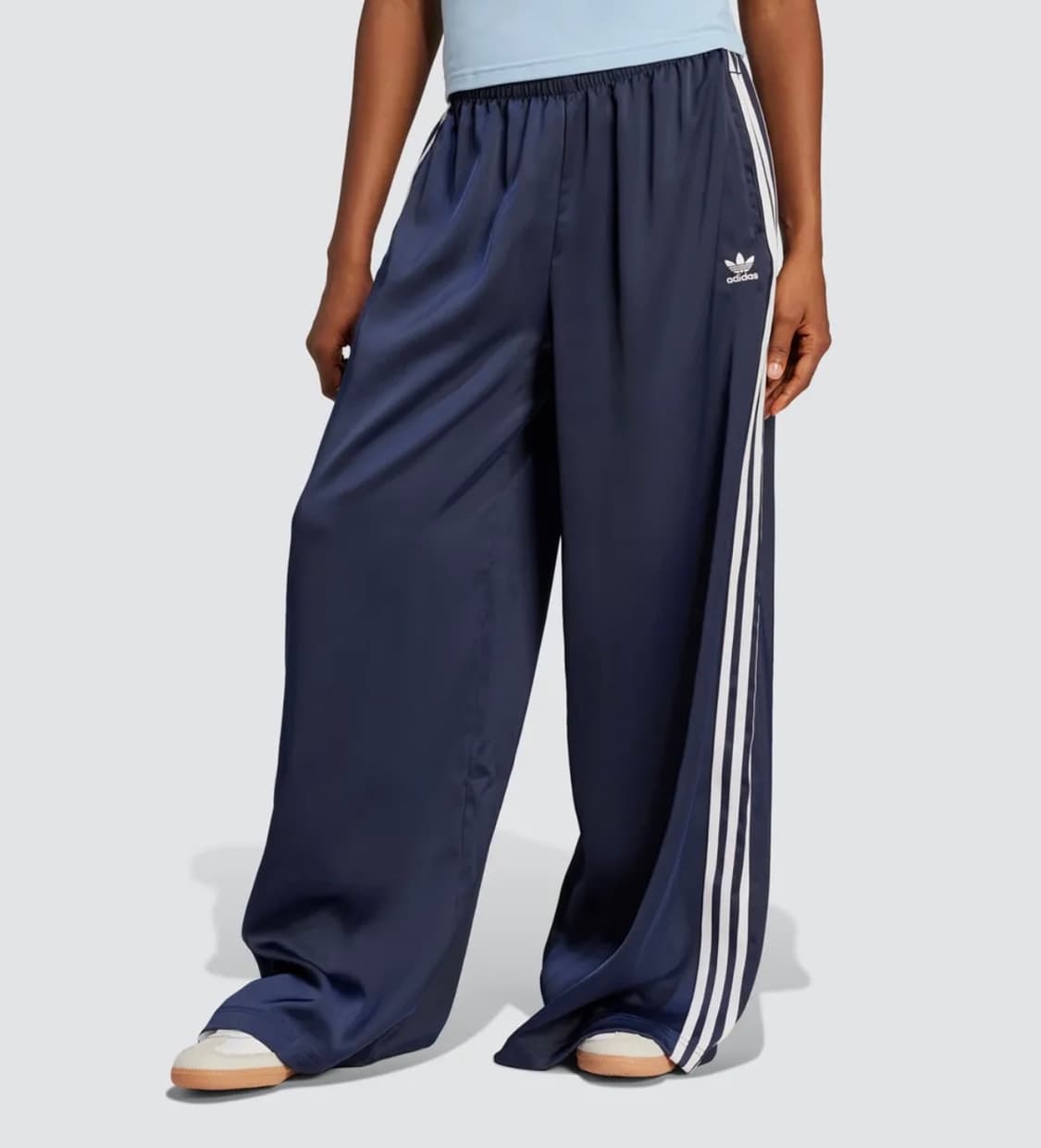 새틴 와이드 레그 트랙 팬츠 - 나이트인디고 상품이미지1