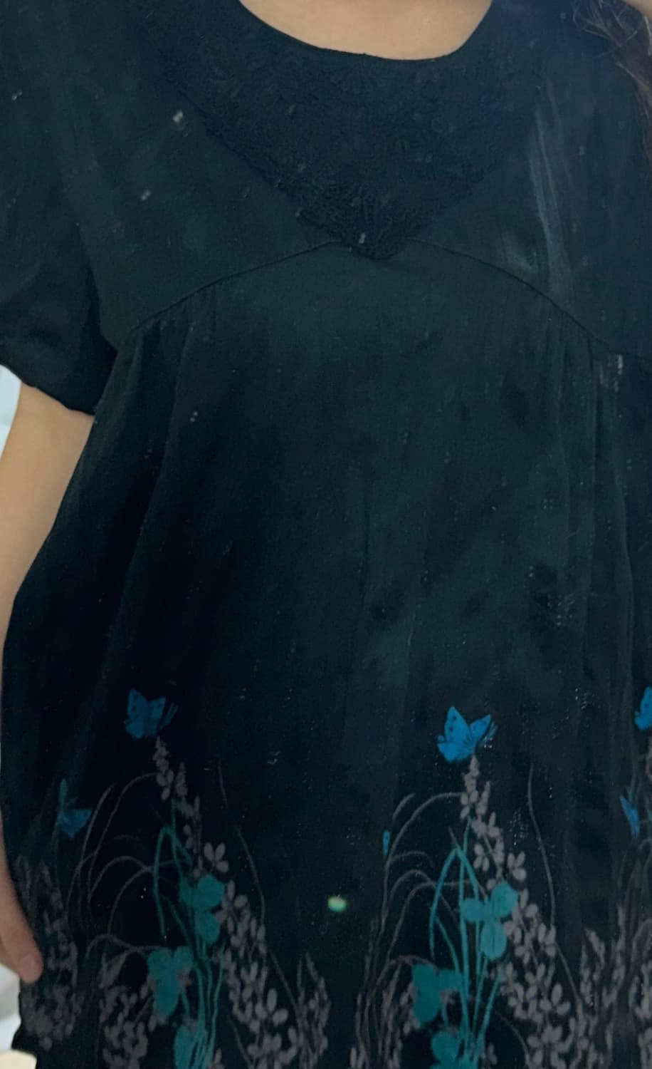 오리엔탈 크로셰 반팔 오리엔탈 블랙 스커트 코디 상품이미지3