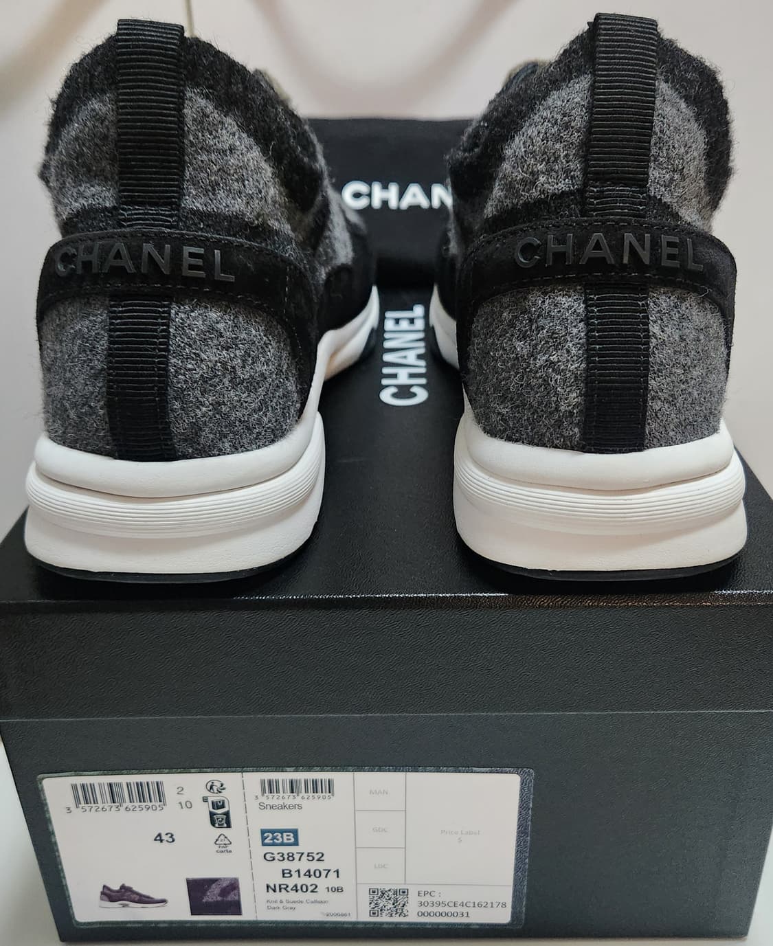 [정품 ) 샤넬 스니커즈 운동화 니트 스웨이드 다크그레이 43 한정판 상품이미지6