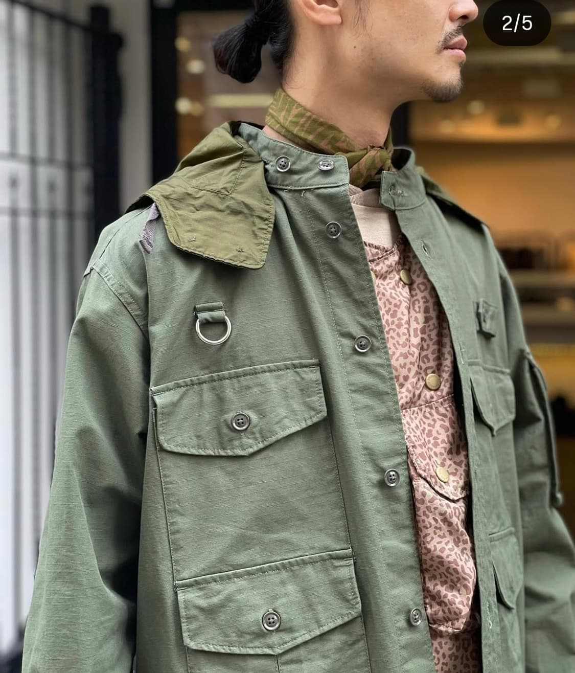 엔지니어드가먼츠 피싱 오버 셔츠 올리브 코튼 립스탑 L 상품이미지5