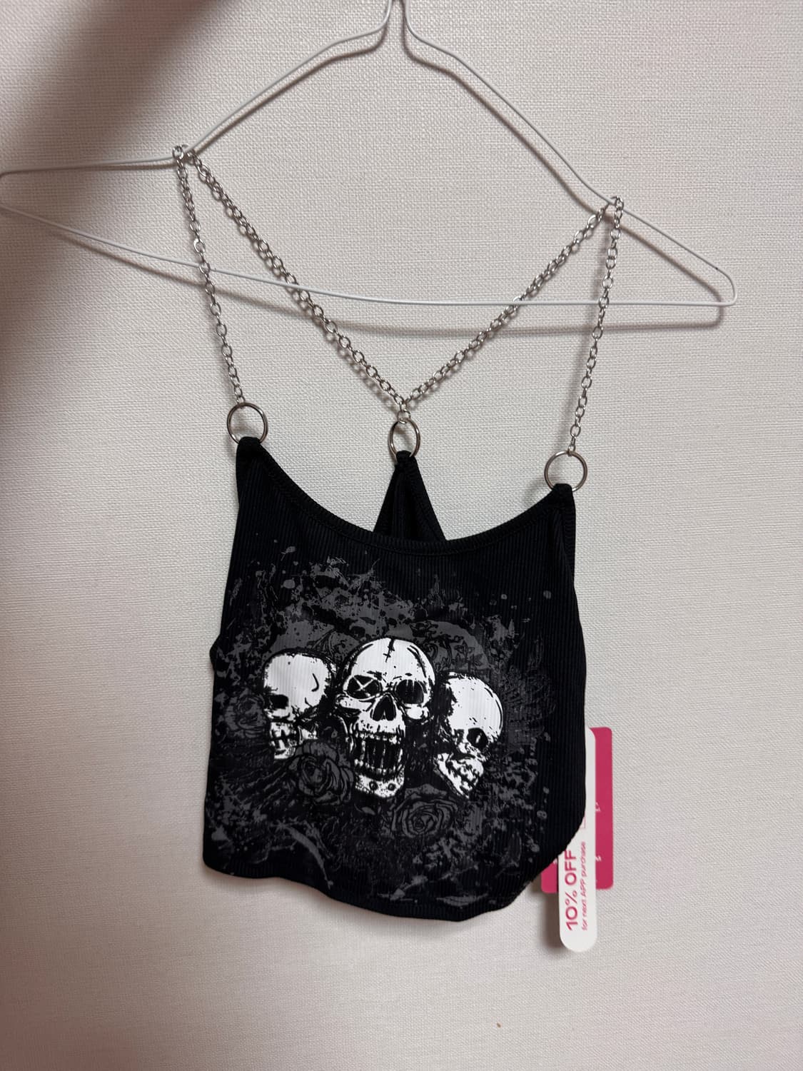 해골 체인 크롭 나시티 M 새상품 상품이미지2