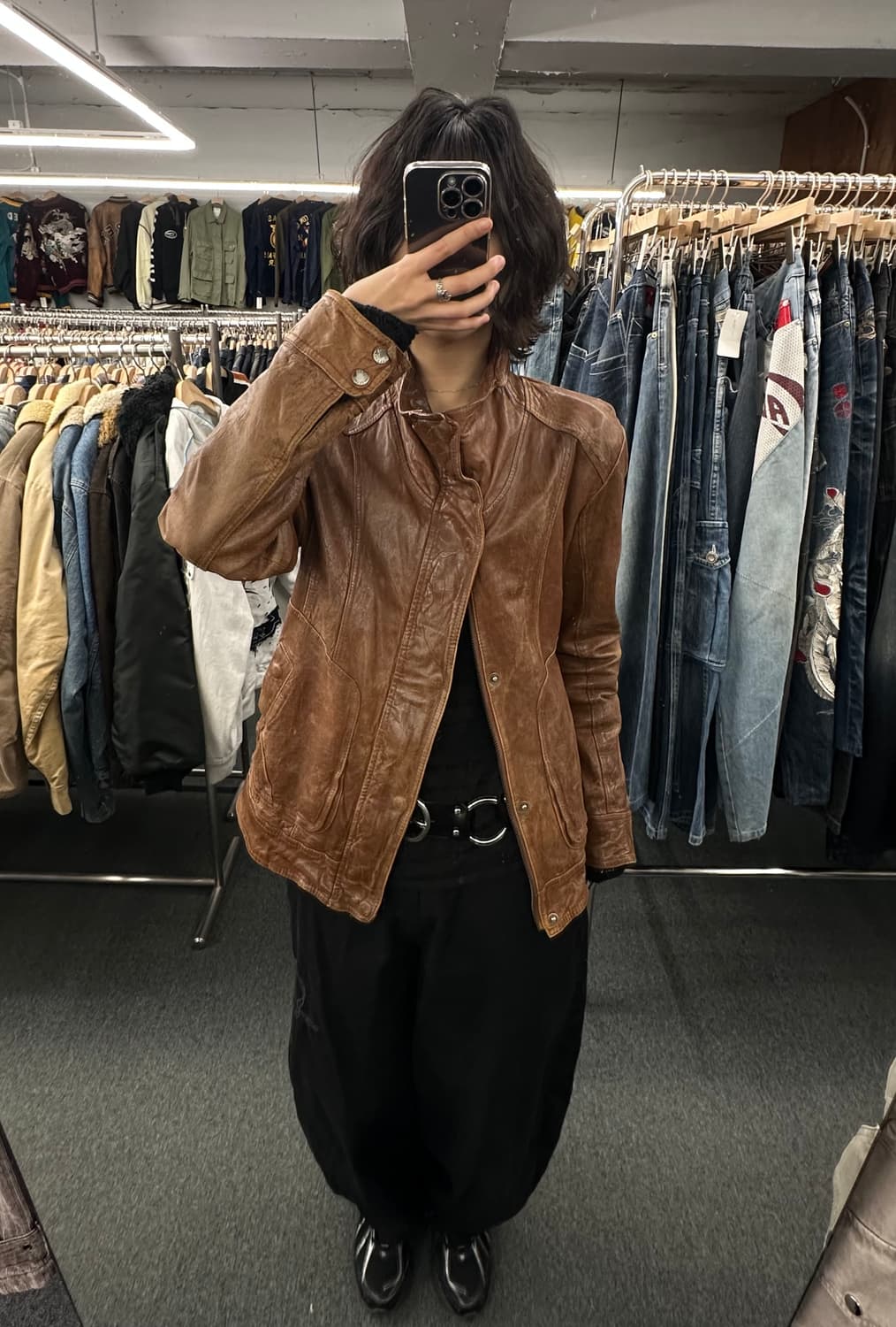 XL)게스 빈티지 브라운 가죽자켓 상품이미지1