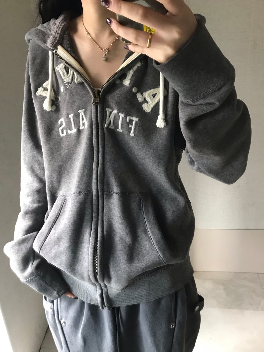 아베크롬비 그레이 오버핏 후드집업 상품이미지2