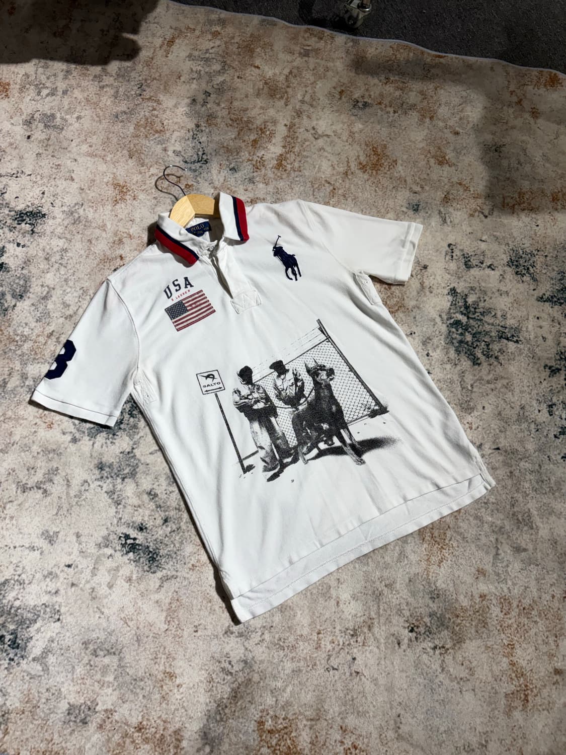 폴로 성조기USA 커스텀 카라 반팔 티셔츠 상품이미지1